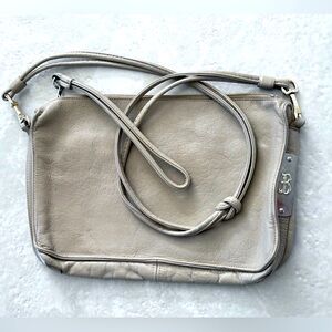 Vintage! Ruth Saltz Fine Grain Leather Shoulder Bag Talon Zips, 2-Toned Hardware